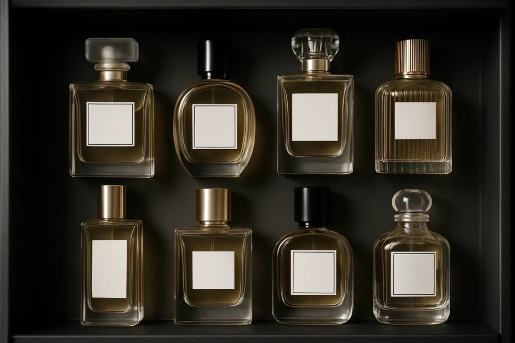 Perfume bottles stored in drawer showing how to preserve fragrance
