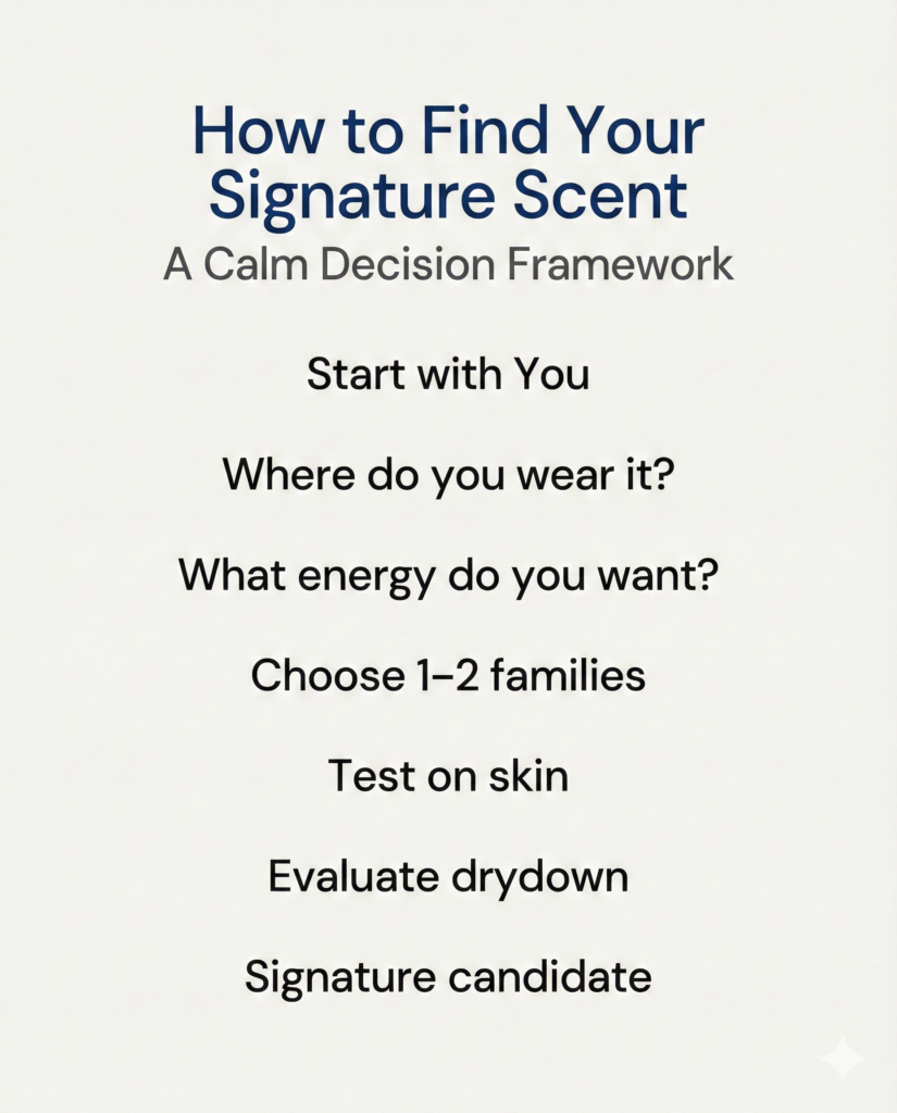 Step-by-step decision framework for choosing a signature scent