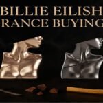 Billie Eilish Fragrance Buying Guide header with Eilish No. 1 gold bottle and Eilish No. 2 silver bottle, surrounded by vanilla, cocoa, sandalwood, and berries.