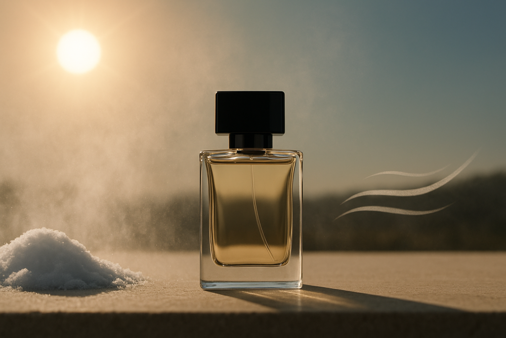 Editorial photo showing how heat, humidity, cold, and air circulation affect perfume sillage
