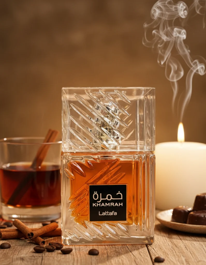 Lataffa Khamrah Original perfume with festive spices and praline chocolates