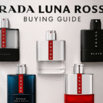 Header image for Prada Luna Rossa Buying Guide showing the full collection of Prada Luna Rossa fragrances.