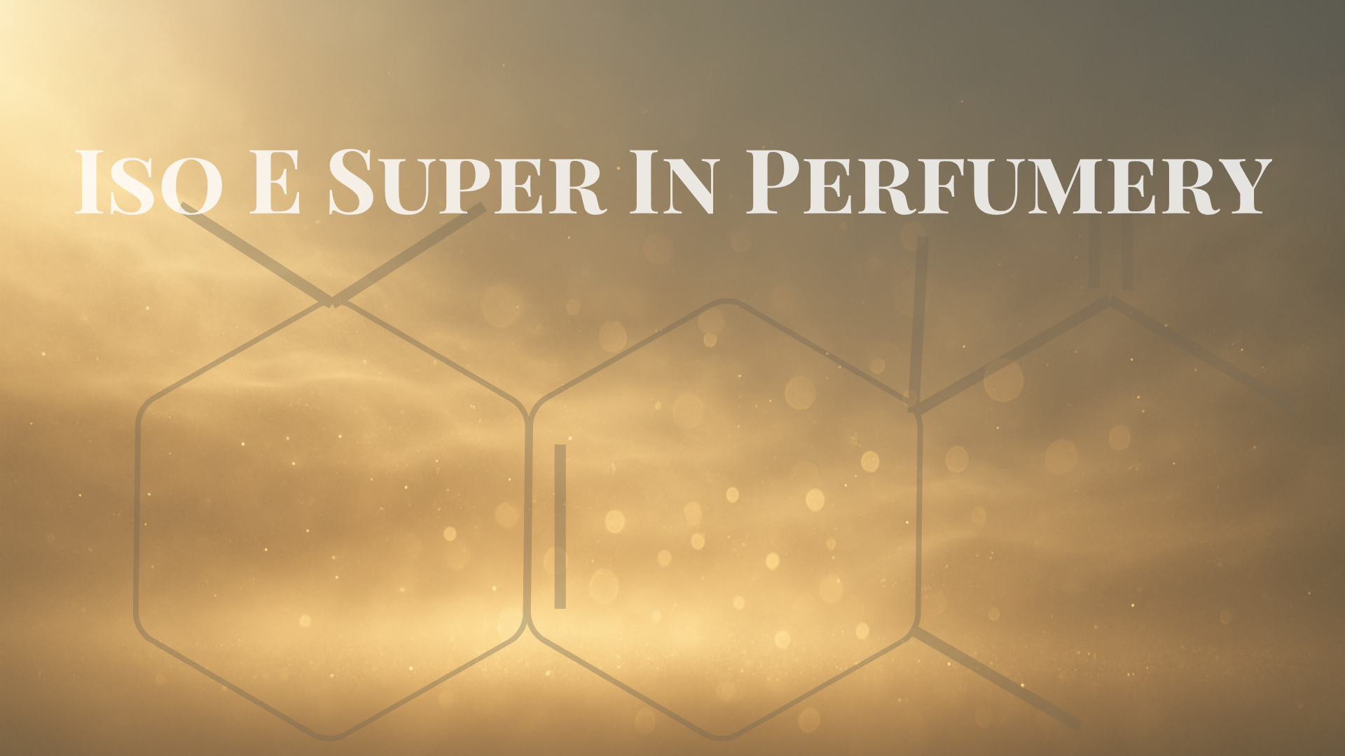Soft golden diffused light floating through air symbolizing Iso E Super in perfumery