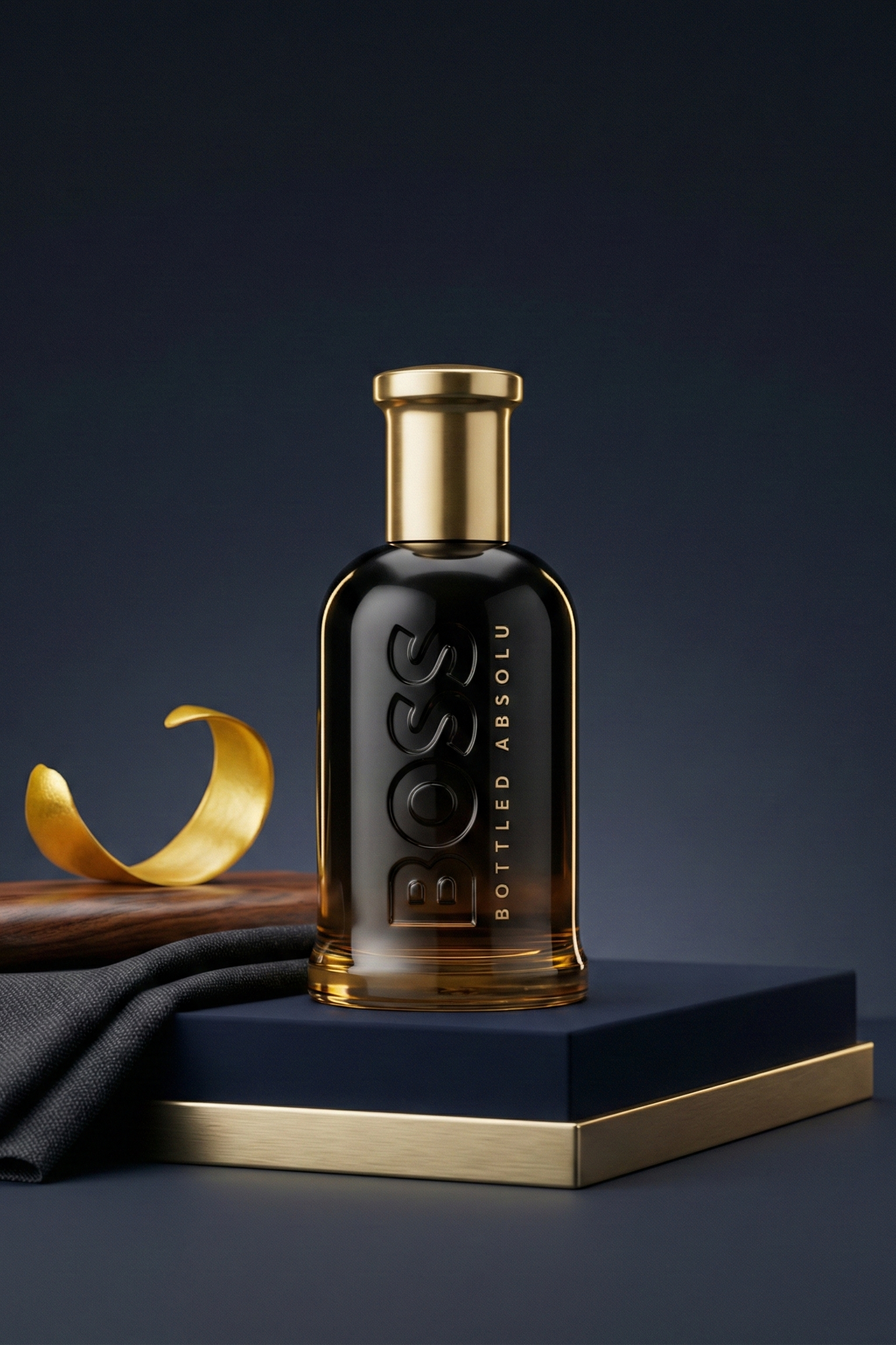 Hugo Boss Bottled Absolu bottle in a clean editorial scene
