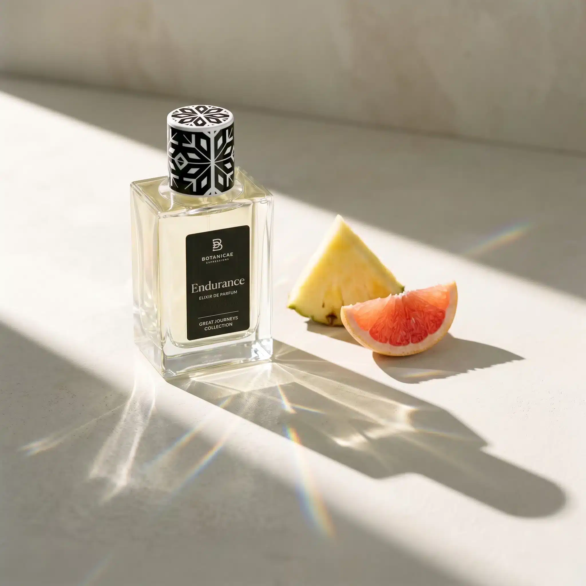 Botanicae Endurance perfume with pineapple and pink grapefruit, crisp spring refraction